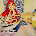 A Girl and Her Horn, 2006, Watercolor