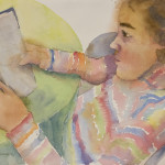 Girl, Reading, Watercolor