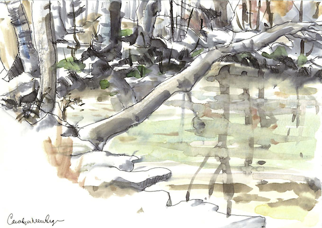 Kennedy Park Pond, Watercolor