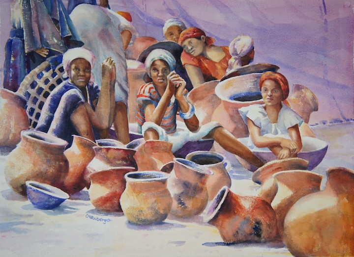 The Pot Sellers, Watercolor