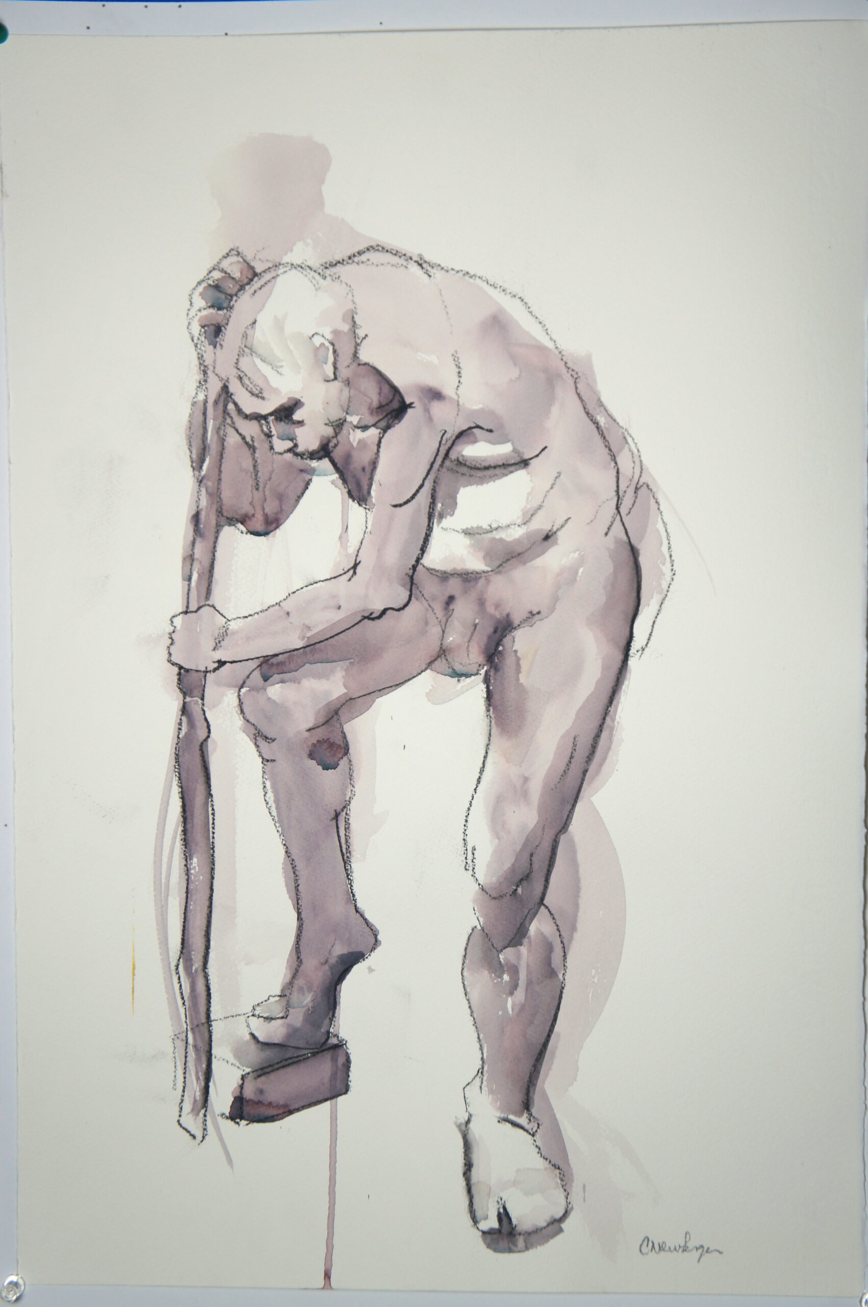 Bent Old Man with Stick